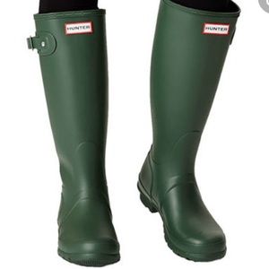 Tall Green Hunter Boots with Socks